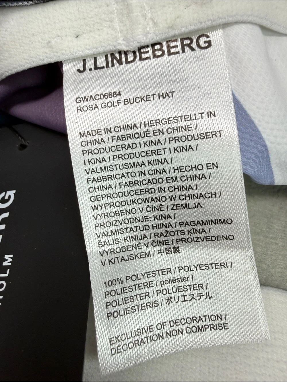 J.Lindegerg Rosa Golf Bucket Hat Golf Cap in White Argyle Unisex NEW WITH TAGS!